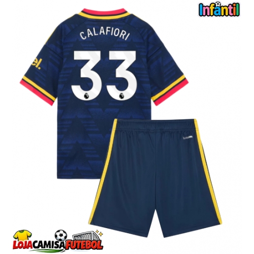 Camisa de Futebol Arsenal Riccardo Calafiori #33 Equipamento Secundário Infantil 2026-27 Manga Curta (+ Calças curtas)